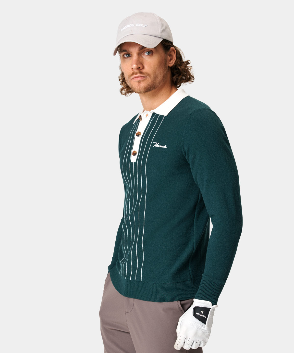 Green TB Long Sleeve Polo Shirt