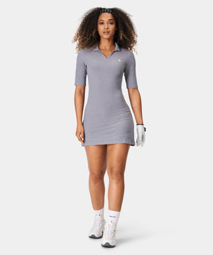 Grey TB Open Collar Dress